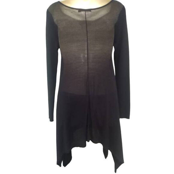 Belldini Sharks Tooth Hem Sheer Sweater Tunic with Heavy Ribbed Arms Black Sz S - Picture 5 of 8